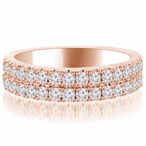 1.5กะรัตแหวนแต่งงานครึ่งนิรันดร์เพชรตัดกลมประดับเพชร14K VVS1สีทองมีใบรับรอง IGI - Product Image 3