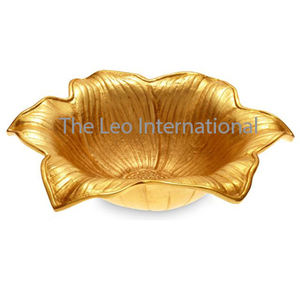 Bol décoratif en forme de feuille de fleur plaqué or en métal aluminium nouveauté bol de forme moderne fantaisie - Product Image 3