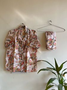 Ensemble short de pyjama en coton imprimé à la main XS vêtements de nuit floraux pour femmes vêtements de nuit confortables et respirants à usage domestique vêtements de nuit Sexy Plus doux - Product Image 3