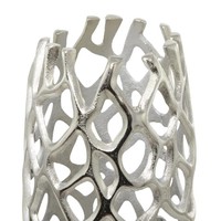 Vase de table et de sol moderne Art Déco en aluminium et métal corail argenté, fait main, haute qualité, par N Sons Innovation, pour la décoration intérieure