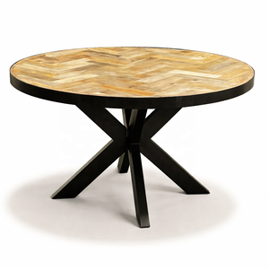 Table à manger en bois de manguier massif faite à la main |   Meubles de salle à manger de style loft industriel moderne |   Marque Akku Arts |   Plusieurs tailles et couleurs - Product Image 1