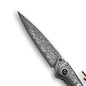 Couteau pliant en acier Damas complet, usage extérieur, fabrication en usine, haute qualité, fait main, logo personnalisé, couleur personnalisée, qualité industrielle - Product Image 5