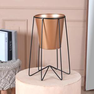 Macetero de Metal Dorado Simple para Decoración de Interiores, Perfecto para Esquinas de Sala de Estar, Exhibición de Plantas Modernas y Espacios Pequeños - Product Image 2