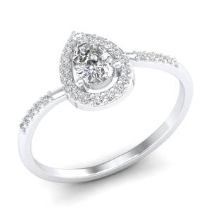 แหวนมอสซาไนต์ทรงลูกแพร์ 0.62 กะรัต ประดับเพชรแบบฮาโล วงแหวนทองคำแท้ 14K ของขวัญงานแต่งงาน/หมั้น เครื่องประดับคุณภาพสำหรับผู้หญิง - Product Image 2