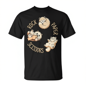 T-Shirt con Stampa Gatto per Gioco Forza, Carta, Coltello - Promozionale, per Donna, Uomo e Bambini - Product Image 2