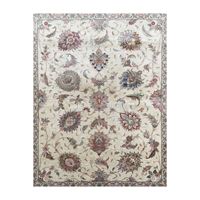 Silk & Wool Blend Hand Woven Tabriz Floral Carpet Rug 154x200 cm