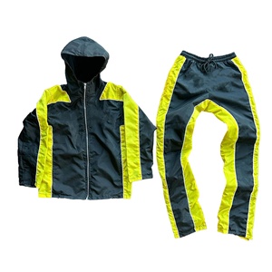 Ensemble coupe-vent sweats à capuche et pantalons de survêtement ensemble de jogging à col rond survêtement en nylon coupe-vent zippé pour hommes vente en gros 2026 - Product Image 2