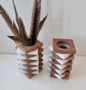 Jarrón de Flores Art Deco de Mármol Natural Hecho a Mano de Lujo TCE, Decoración de Mesa de Primera Calidad para Bodas y Hogar - Product Image 1