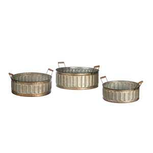 Macetero galvanizado con mango de madera, decoración de jardín, Cubo de flores - Product Image 5