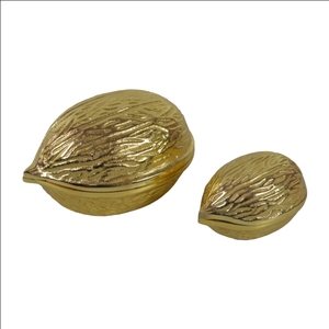 Bol de service en métal en forme de noyer Bol de vaisselle de service décoratif fait à la main plaqué or pour prix de gros - Product Image 4