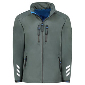 Chaqueta Softshell resistente al viento con cuello levantado para hombre, venta al por mayor, impermeable, duradera, ajustable, con capucha y cremallera - Product Image 2