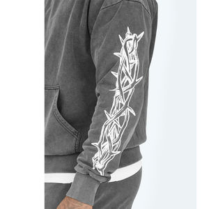 Conjunto de Sudadera con Capucha y Pantalones Deportivos de Estilo Urbano, Lavado Ácido, Color Sólido, Transpirable, con Estampado Vintage para Hombre, 2025 - Product Image 2