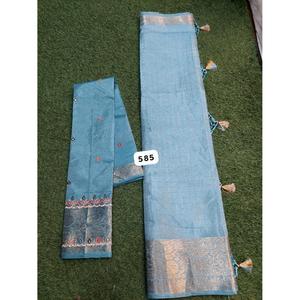 Saree en soie douce et légère de qualité exportée avec impressions abstraites et bordure simple pour les événements occasionnels disponibles au meilleur prix - Product Image 1