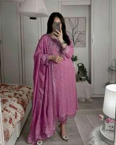 Ropa y accesorios para mujer Georgette Heavy Sequence & Zari bordado trabajo Top y Palazzo con bordado elegante encaje Dupatta - Product Image 4