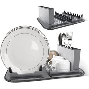 Escurridor de Platos Plegable de Secado Rápido con Tapete de Microfibra, Práctico Escurridor para una Drenación Eficiente - Product Image 1