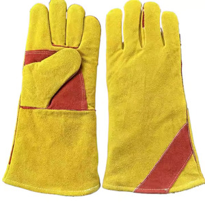 16 Inch Welding <b>Gloves</b> for Welder Work <b>Gloves</b> Thick Cow Split Leather Heat Resistant <b>Oven</b> BBQ Leather <b>Gloves</b> From Pakistan - Product Image 5