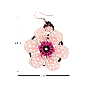 Pendientes Colgantes Florales con Cuentas Tejidas a Mano Pushpika, de Acero Inoxidable, con Cuarzo como Piedra Principal, para Fiestas y Ocasiones Religiosas - Product Image 3