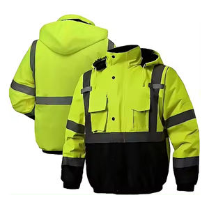 Chaqueta de Trabajo de Invierno de Alta Resistencia con Banda Reflectante para Clima Frío, Ropa de Seguridad de Poliéster de Alta Visibilidad Resistente al Agua, Económica - Product Image 1