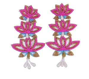 Handwoven Eco-Friendly Vintage Flower Embroidery Drop Earrings Nature-<b>Inspired</b> Custom <b>Jewelry</b> for Fashion Parties - Product Image 4