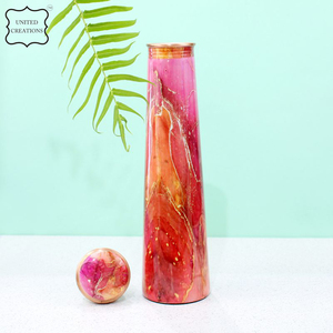 Handmade Copper <b>Water</b> <b>Bottle</b> with Attractive Printed Flower Design <b>BPA</b> <b>Free</b> Drinking <b>Bottle</b> Custom Design metal <b>bottle</b> - Product Image 4