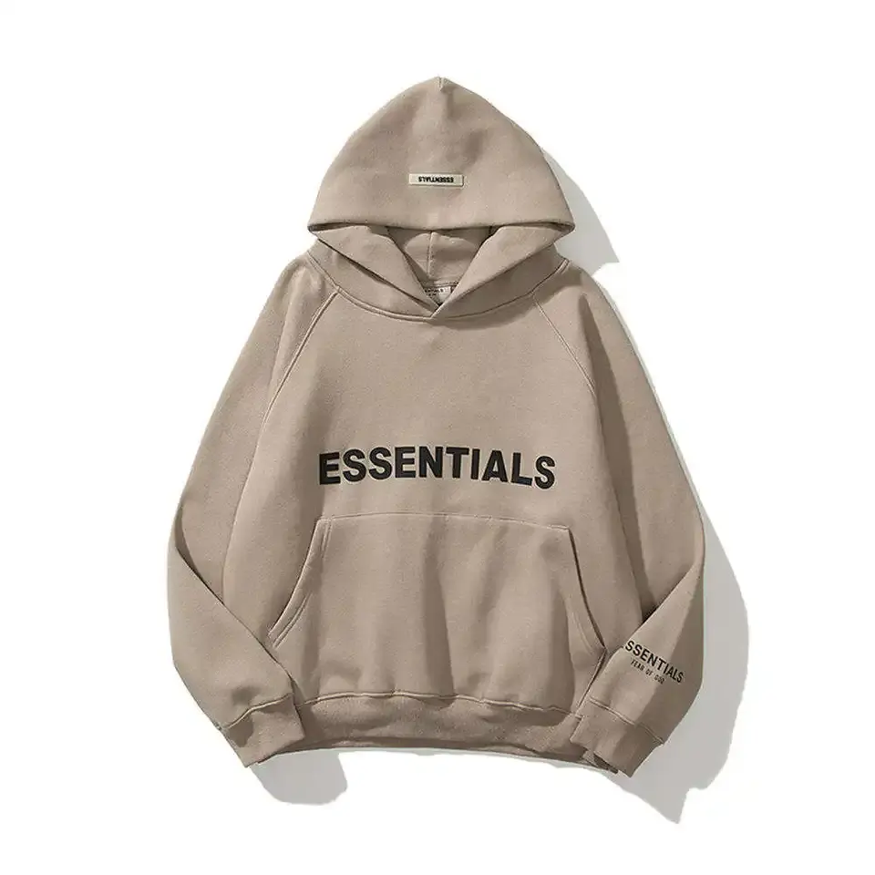 wholesale Casual hooded mans hoodie essential letter logo double line chest style sweater men loose hoodies