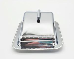 Récipient de stockage de beurre d'ustensiles de cuisine avec la boîte d'acier inoxydable de couteau avec la forme supérieure en bois de rectangle bien polie - Product Image 5