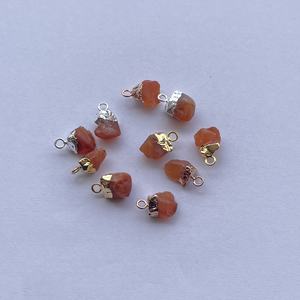 Pendentif connecteur en pierre brute cornaline orange naturelle en argent sterling 925 or galvanoplastie bijoux en pierres précieuses brutes tendance - Product Image 4