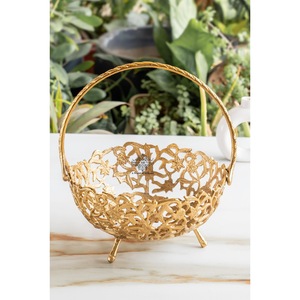 IndianArtVilla Brass Hanging Basket with Cutwork Design-Decorative Basket, 12 Inch for <b>Home</b> <b>Decor</b>, <b>Gifting</b> & Traditional Use - Product Image 5