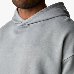 Ensembles de survêtements 100% coton uni 400gsm pour hommes, pantalons de survêtement et sweat à capuche surdimensionnés, logo respirant pour l'hiver, deux pièces - Product Image 5