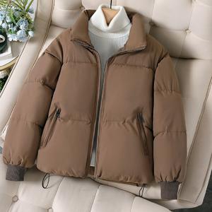 Chaqueta Corta Acolchada de Invierno para Mujer, Transpirable, de Punto, Rellena de Algodón, Holgada, con Cierre y Manga Larga - Product Image 2