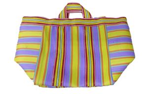Sacs à main pour femmes à rayures multicolores écologiques Sacs de shopping et d'extérieur tissés en nylon recyclé fabriqués en Inde - Product Image 6