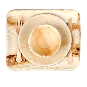 Assiette de bambou en bois feuille de palmier areca à emporter biodégradable compostable bon marché pour la nourriture - Product Image 2