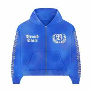 Collection hiver travail avec strass survêtements à fermeture éclair évasée personnalisés pour hommes survêtements respirants à fermeture éclair de jogging lavés à l'acide personnalisés - Product Image 5