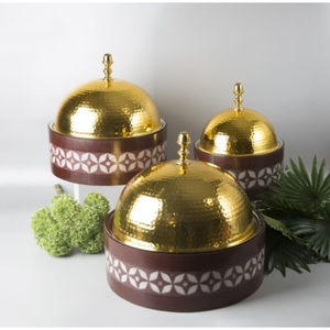 Organizador de cocina para el hogar, calentador de alimentos, Juego de 3 ollas calientes hechas de acero inoxidable con fregona de madera, olla caliente para servir alimentos a buen precio - Product Image 2