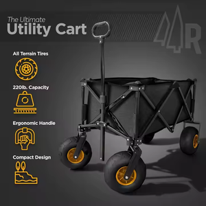 รถเข็นชายหาดพับได้ยางบอลลูนสำหรับสวนทรายรถเข็นชายหาดพับเก็บได้ทนทานสำหรับการตั้งแคมป์ - Product Image 3
