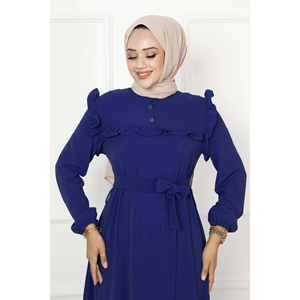 Vestido Aerobin con volantes medio abotonado Azul Marino - Product Image 2