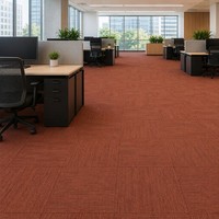 Bocai - Baldosas de Moqueta Roja Tipo Ladrillo de 50x50cm, de Nylon con Bucle, Cuadradas y Encajables para Oficinas de Diseño Abierto