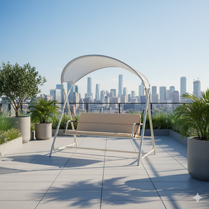 Sedia a Dondolo Doppia Moderna da Esterno <span class=keywords><strong>in</strong></span> <span class=keywords><strong>Tessuto</strong></span> Impermeabile per Patio, Giardino, Cortile, Parco, Seduta per Due Persone - Product Image 4