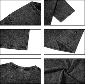 T-shirts pour hommes de haute qualité, surdimensionnés, en coton lourd, lavés à l'acide, vintage, unisexe, coupe ample, manches courtes, décontractés, streetwear - Product Image 5