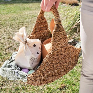 Cesta de picnic de algas marinas tejida a mano con mango Minimalismo Cesta de almacenamiento para manejo de algas marinas - Product Image 6