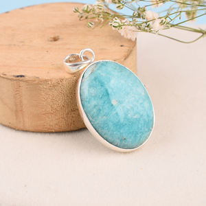 Colgante clásico de Plata de Ley 925, piedra preciosa de amazonita Natural, Unisex regalo de boda, accesorio de fiesta de moda Chapado en plata - Product Image 2