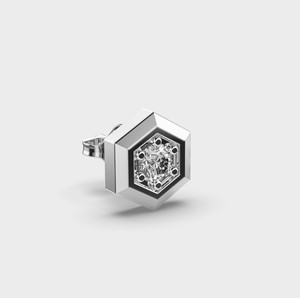 Lab Grown Diamond Hexagon <b>Stud</b> <b>Earrings</b> Round Bezel <b>Set</b> in Solid 925 Sterling <b>Silver</b> IGI Certified Anniversary Party Gift - Product Image 2