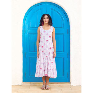 Vestido Maxi de Algodón con Estampado Floral Bonita para Mujer - Vestido Casual Elegante sin Mangas - Product Image 4
