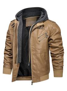 Chaqueta de Cuero para Hombre con Capucha, Diseño Personalizado, Cómoda, Duradera, Cálida, Ligera, Estilo Casual, Ropa Urbana, Venta al Por Mayor - Product Image 4