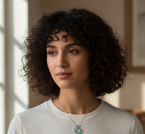 Collier pendentif de luxe en or rose et design moderne en spirale pour femmes, cadeau d'anniversaire - Product Image 5