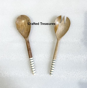 Ensemble de service à salade en bois et émail de qualité supérieure dernière conception d'ustensiles de cuisine vaisselle articles faits à la main meilleur prix abordable - Product Image 6