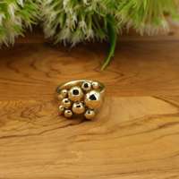 Bague dorée en laiton style bohème vintage, bijou sculptural organique fait main, cadeau artistique minimaliste pour elle