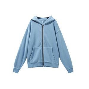 Personnalisable Hommes Oversize Sweat à Capuche Full Zip Haute Qualité Polyester Lourd Couleur Solide Brodé 100% Coton pour l'Automne - Product Image 4