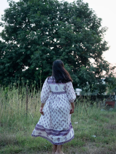 ชุดเดรสยาวสำหรับผู้หญิง,พิมพ์ลายบล็อกผ้าฝ้ายลำลองฤดูร้อนสวมใส่สบาย - Product Image 5