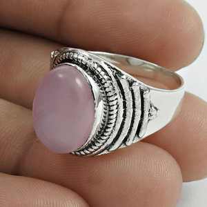 Natural <b>Rose</b> <b>Quartz</b> Statement Vintage <b>Ring</b> Wholesale Custom 925 Sterling Silver Stone <b>Ring</b> With Bezel Setting Bohemia Jewelry - Product Image 2